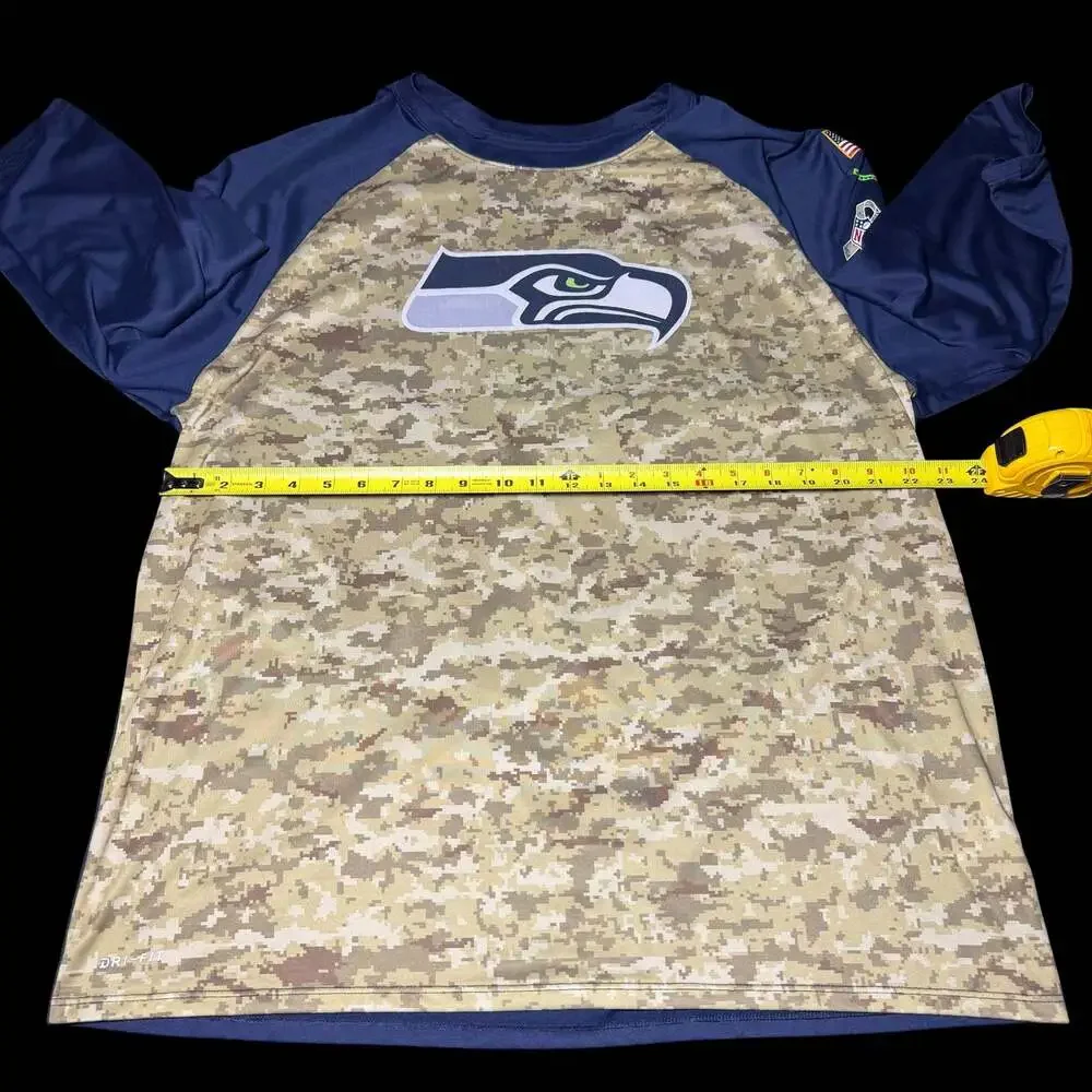 Nike Seattle Seahawks NFL On-Field Salute To Service 3/4 Raglan Camo Tee XXL